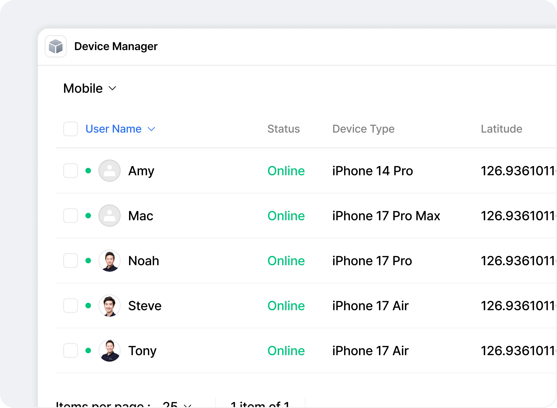 Device Manager 연동 관리